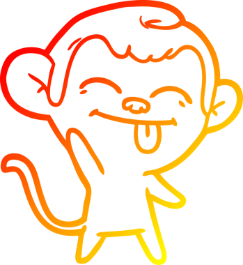 Bir insan tarafından çizilen komik bir çizgi maymunun sıcak çizgi çizimi