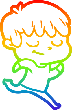 gökkuşağı gradyan çizgi çizimi bir insan tarafından çizilmiş mutlu bir çocuk