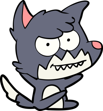 Bir insan tarafından çizilmiş sırıtan tilki çizgi filmi.