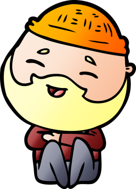 Bir insan tarafından çizilmiş mutlu sakallı bir adam.