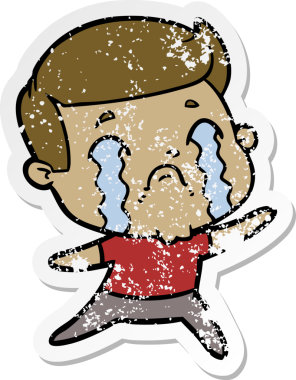 Bir insan tarafından çizilmiş ağlayan bir karikatürcünün sıkıntılı çıkartması.