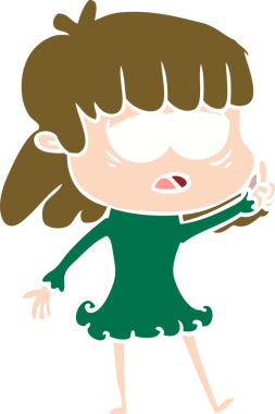 Düz renkli çizgi film. Bir insan tarafından çizilmiş yorgun kadın.