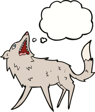 Bir insan tarafından çizilmiş düşünce baloncuğuyla kurt yakalamak.