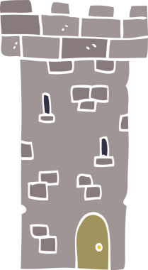 Bir insan tarafından çizilmiş karikatür kale kulesi.