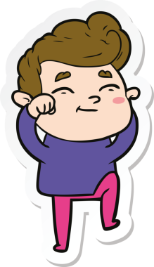 Bir insan tarafından çizilmiş mutlu bir çizgi film karakterinin çıkartması.