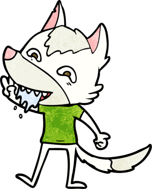 Bir insan tarafından çizilmiş aç kurt çizgi filmi.