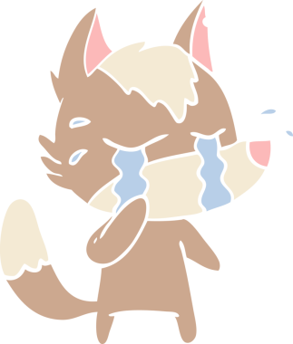 Bir insan tarafından çizilmiş düz renkli ağlayan kurt resmi.