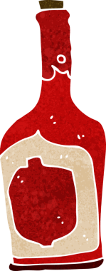 Bir insan tarafından çizilmiş bir şişe rom.