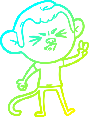 Bir insan tarafından çizilmiş kızgın bir maymunun soğuk çizgi çizimi.