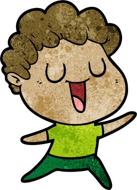 Bir insan tarafından çizilmiş gülen karikatür adam.