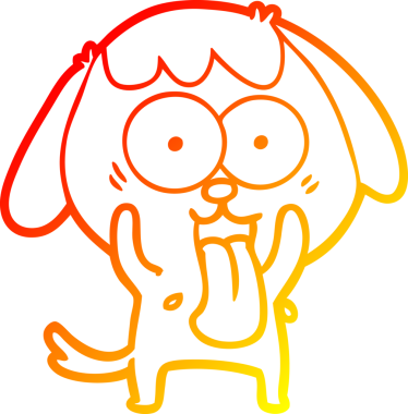 Bir insan tarafından çizilmiş sevimli bir köpeğin sıcak çizgi çizgisi.