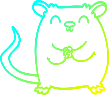 Bir insan tarafından çizilmiş mutlu bir farenin soğuk çizgi çizimi