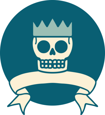 Bir insan tarafından çizilmiş kafatası ve taç sembolü