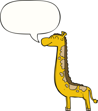 bir insan tarafından çizilmiş konuşma balonlu bir zürafa.