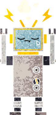 Bir insan tarafından çizilmiş ağlayan bir robotun retro çizim tarzı karikatürü