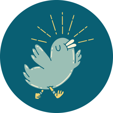 Bir insan tarafından çizilmiş dövme stili mutlu bir kuş.