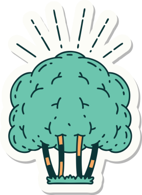 Bir insan tarafından çizilmiş dövme stili bir ağacın çıkartması.