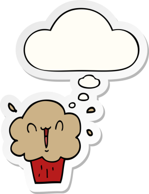 İnsan tarafından çizilmiş bir çıkartma olarak düşünce baloncuklu çizgi film keki.