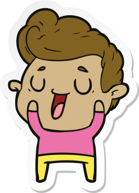 Bir insan tarafından çizilmiş mutlu bir çizgi film karakterinin çıkartması.