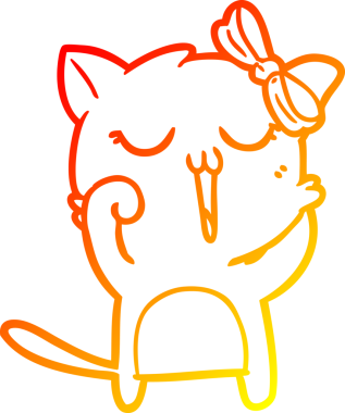 Bir insan tarafından çizilmiş çizgi film kedisinin sıcak çizgi çizimi