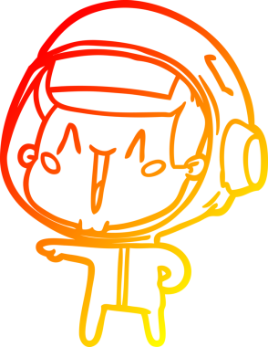 Bir insan tarafından çizilmiş mutlu bir astronotun sıcak çizgi çizimi