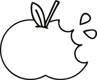 Bir insan tarafından çizilmiş sulu bir elmanın çizgi çizimi