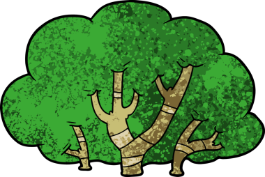 bir insan tarafından çizilmiş karikatür ağaçları