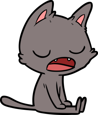 Bir insan tarafından çizilmiş konuşan kedi çizgi filmi.