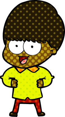 Bir insan tarafından çizilmiş mutlu çizgi film çocuğu.