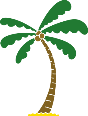 Bir insan tarafından çizilmiş garip bir çizgi film palmiye ağacı.