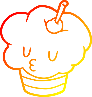 Bir insan tarafından çizilmiş komik bir kekin sıcak gradyan çizgisi