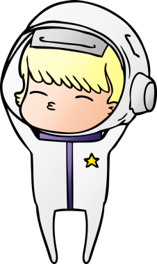 Bir insan tarafından çizilmiş meraklı astronot çizgi filmi.