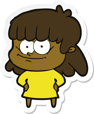 Bir insan tarafından çizilmiş gülümseyen bir karikatür çıkartması.