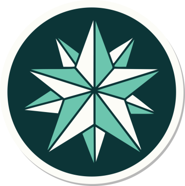 Bir insan tarafından çizilmiş geleneksel bir yıldız stiliyle dövme çıkartması.