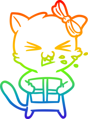 gökkuşağı gradyanı çizimi bir insan tarafından çizilmiş çizgi film kedisi