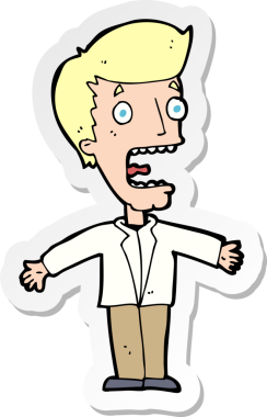 Bir insan tarafından çizilmiş çığlık atan bir adamın çıkartması.