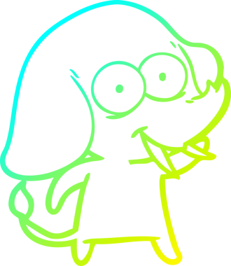 Bir insan tarafından çizilmiş mutlu bir filin soğuk gradyan çizgisi.