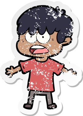 Bir insan tarafından çizilmiş endişeli bir çizgi film çocuğunun sıkıntılı çıkartması.