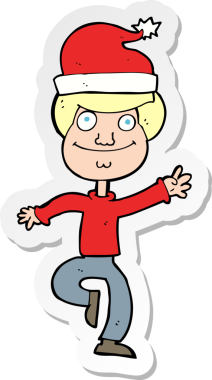 Bir insan tarafından çizilmiş Noel 'e hazır bir karikatürcünün çıkartması.