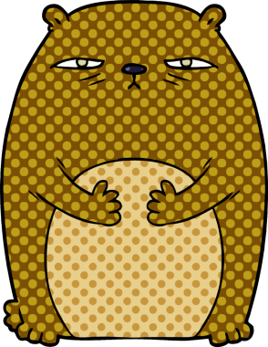 Bir insan tarafından çizilmiş yorgun, sinirli bir ayı.