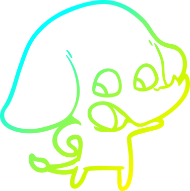 Bir insan tarafından çizilmiş şirin bir filin soğuk gradyan çizgisi