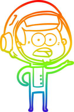 gökkuşağı gradyan çizgi çizimi bir insan tarafından çizilmiş astronot şaşırttı