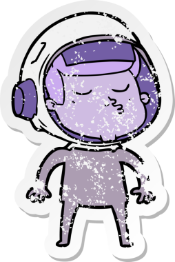 Bir insan tarafından çizilmiş kendinden emin bir astronotun sıkıntılı çıkartması.