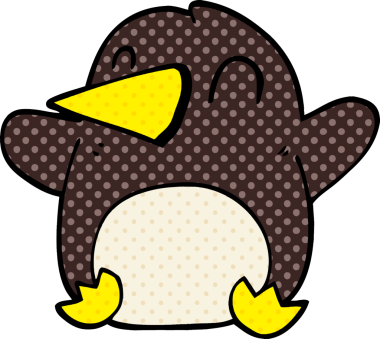 Bir insan tarafından çizilmiş karalama dans eden penguen.