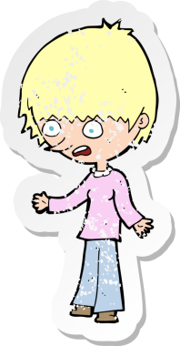 Bir insan tarafından çizilmiş gerilmiş bir karikatürün gerilimli gerilimli retro yapıştırması.