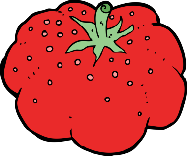 Bir insan tarafından çizilmiş domates çizgi filmi.