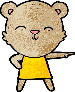 Bir insan tarafından çizilmiş mutlu çizgi film ayısı.