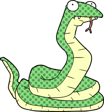 Bir insan tarafından çizilmiş çizgi film yılanı.