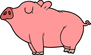 Bir insan tarafından çizilmiş çizgi film domuzu.