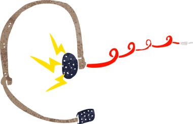 Bir insan tarafından çizilmiş çizgi film çağrı merkezi kulaklığı.